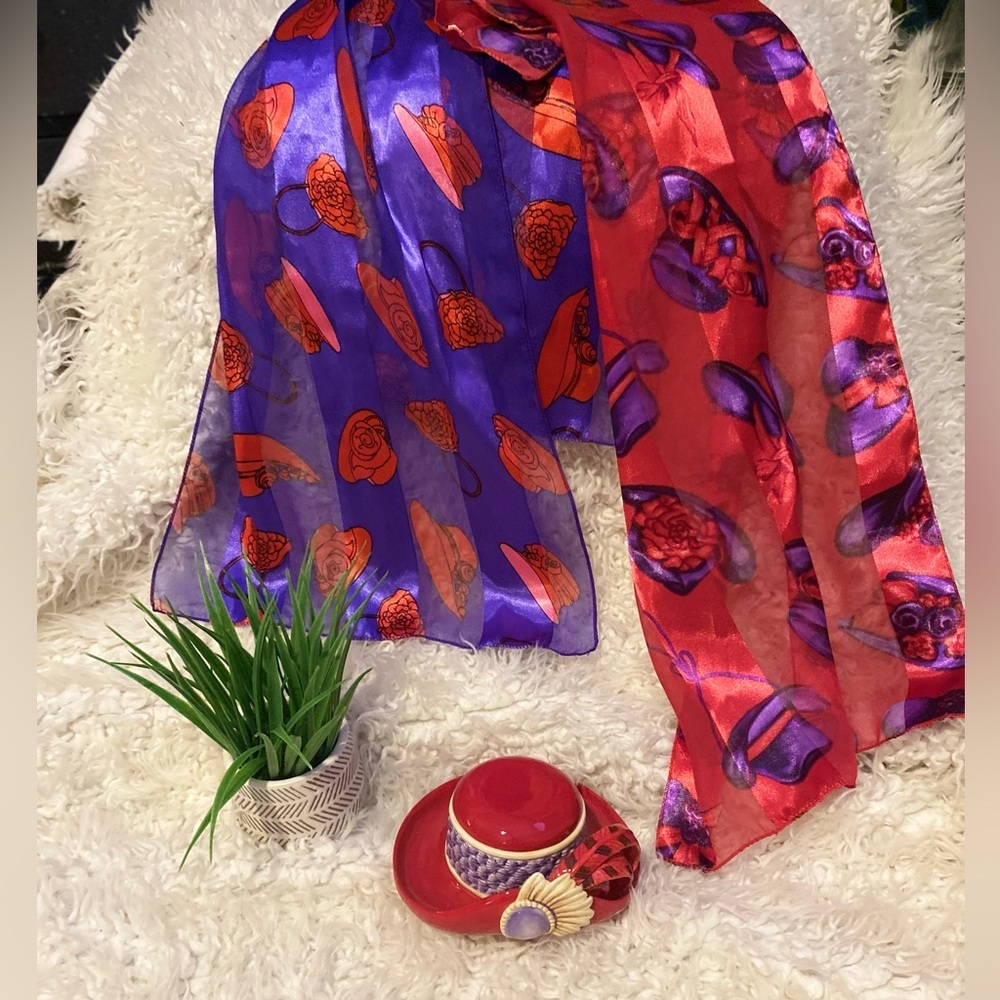 fitz and Floyd Red Hat Society trinket box Scarf Satiny Purple red